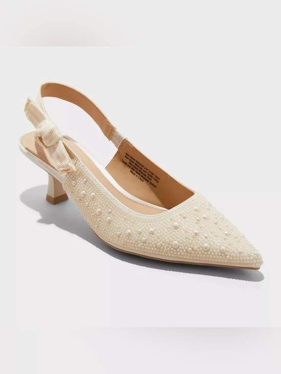 a new day Shoes - NWT A New Day Milan Pearl Slingback Heels Ivory Size 7 Bridal Coquette